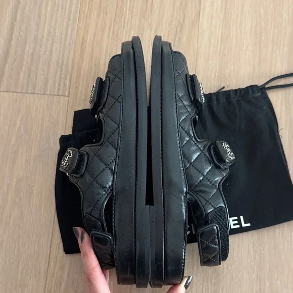 CHANEL Black Quilted Leather Dad Sandals - Picture 6 of 6
